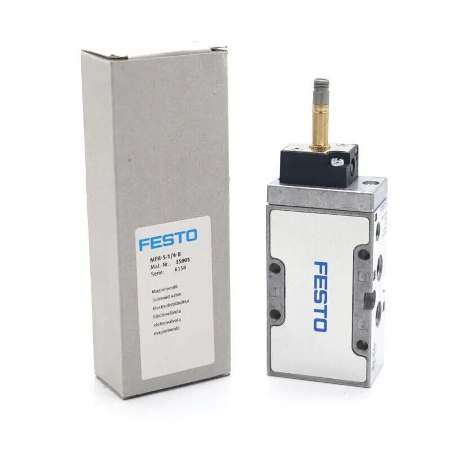 FESTO MFH-5-1/4-B solenoid valve for industrial automation, silver and blue, free shipping.