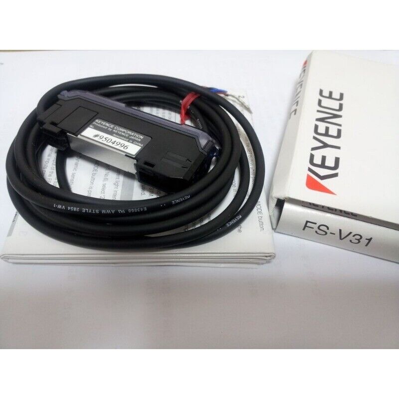 New Keyence FS-V31 Fiber Optic Sensor with cable and original box. Industrial automation sensor.