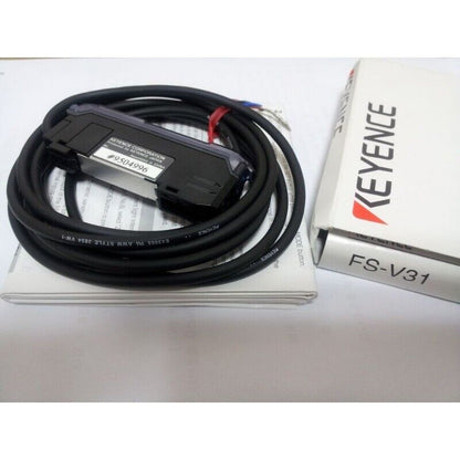 New Keyence FS-V31 Fiber Optic Sensor with cable and original box. Industrial automation sensor.