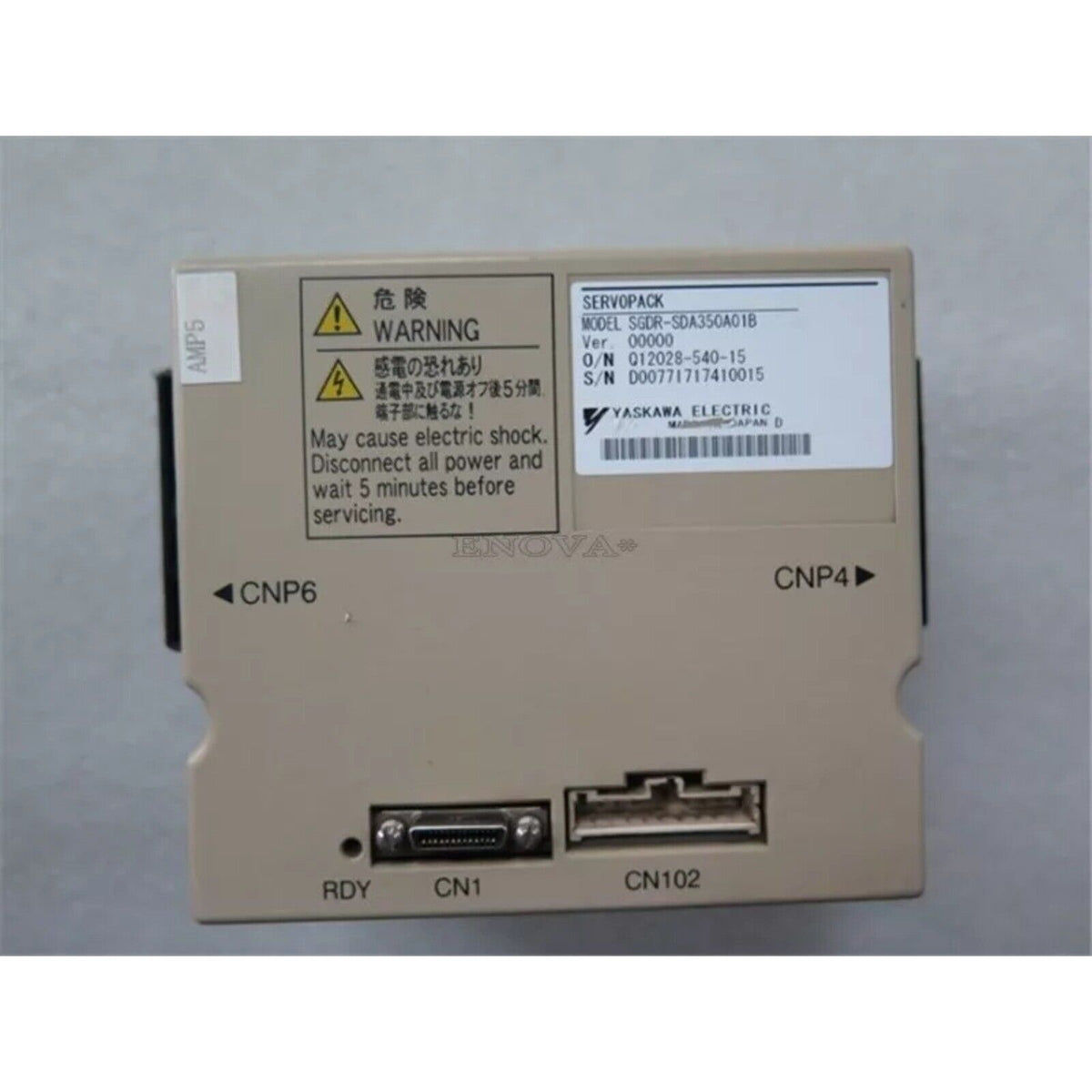 YASKAWA SGDR-SDA350A01B Servo Drive, Safety Warning Label, Industrial Automation Part