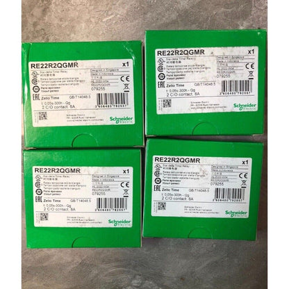 Schneider Electric RE22R2QGMR Time Relay, industrial automation component, green packaging, product details visible.