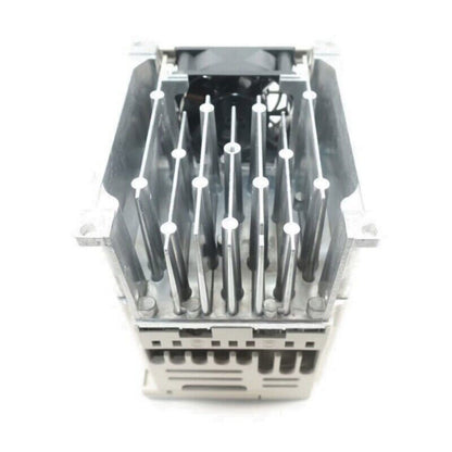 YASKAWA CIMR-VU4A0005BAA frequency inverter, industrial automation part, with cooling fins and fan.