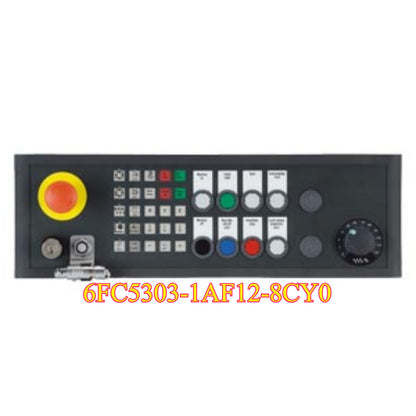 Siemens 6FC5303-1AF12-8CY0 button panel with various colored buttons and a dial for industrial automation.