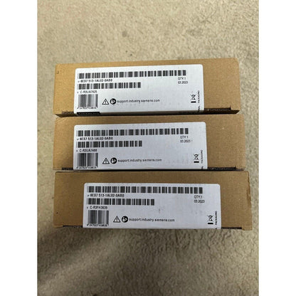 SIMATIC S7-1500 CPU 6ES7 513-1AL02-0AB0 packaging, industrial automation part, brown boxes with labels.