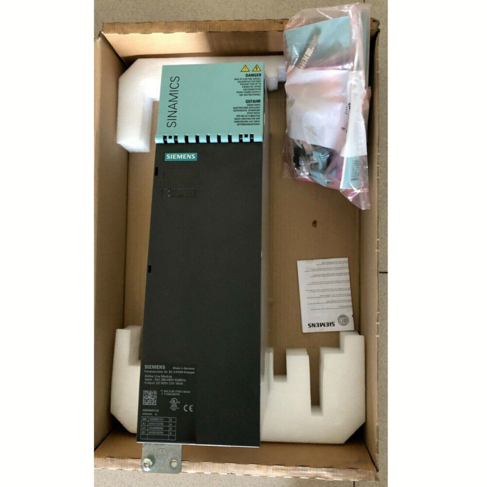 Siemens SINAMICS S120 Active Line Module, industrial automation part, 6SL3130-7TE21-6AA3.