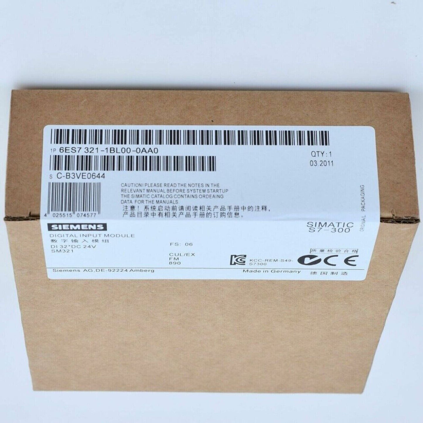 Siemens S7-300 Digital Input Module 6ES7321-1BL00-0AA0 Packaging, Industrial Automation Part