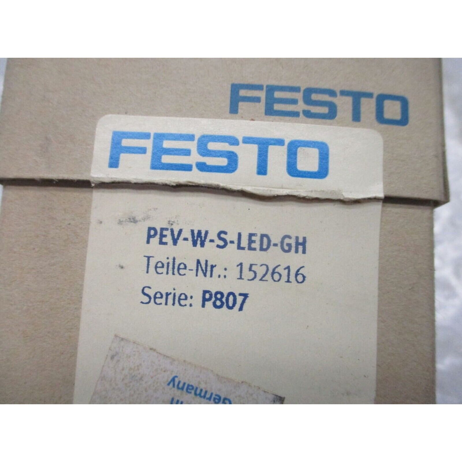 Festo PEV-W-S-LED-GH controller product box with product details, industrial automation part