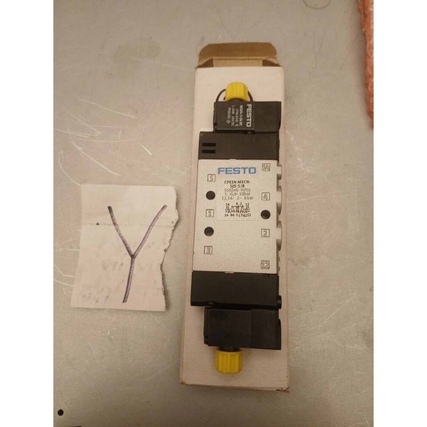 FESTO CPE14-M1CH-5JS-1/8 Solenoid Valve, Industrial Automation Part, pneumatic component, with labels