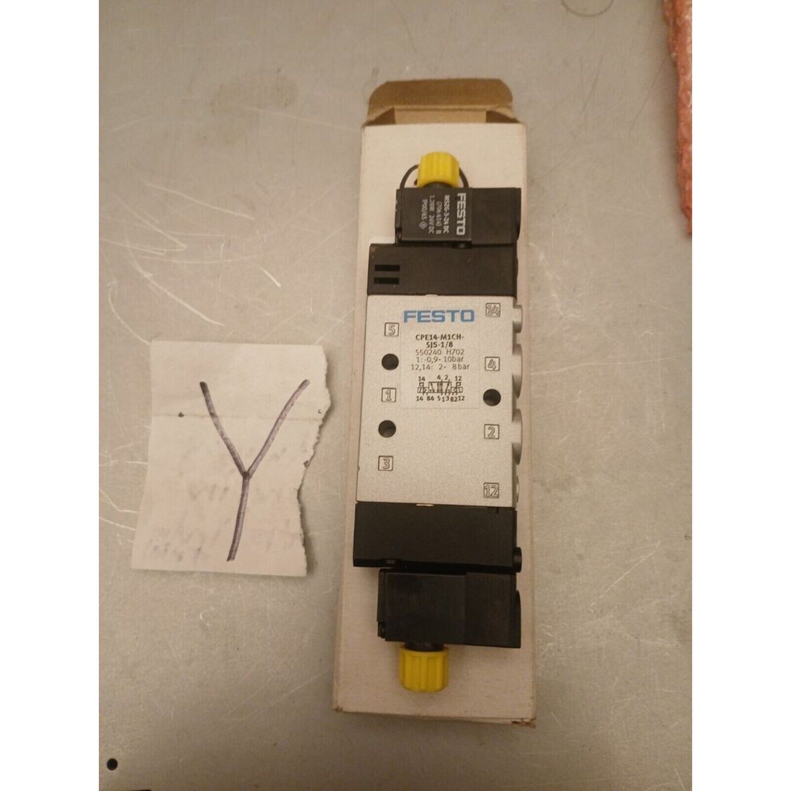 FESTO CPE14-M1CH-5JS-1/8 Solenoid Valve, Industrial Automation Part, pneumatic component, with labels