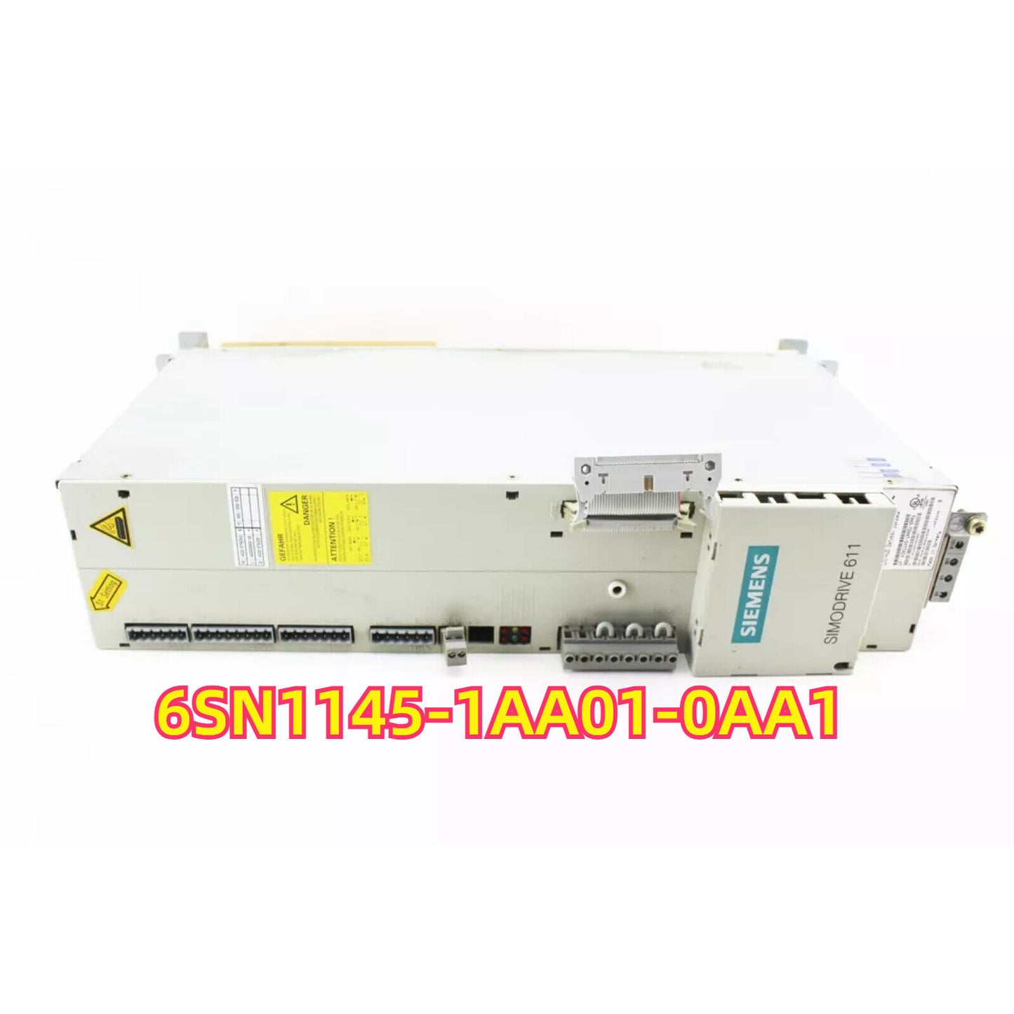 Siemens SIMODRIVE 611 Power Module 6SN1145-1AA01-0AA1, industrial automation component, white and grey.
