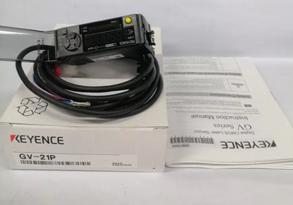 KEYENCE GV-21P Laser Sensor, industrial automation sensor with Instruction Manual and packaging.
