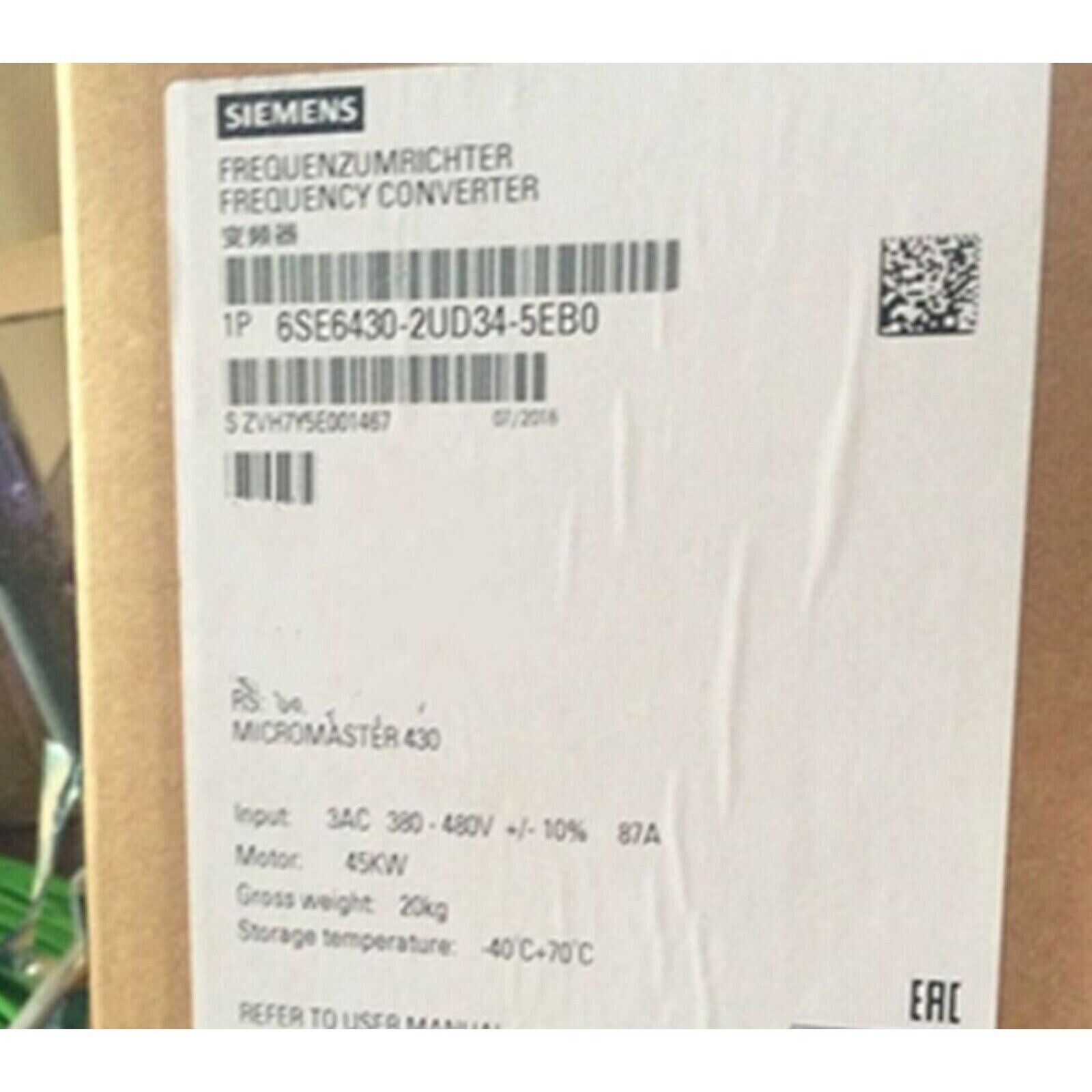 Siemens MICROMASTER 430 frequency converter, model 6SE6430-2UD34-5EB0, industrial automation part, 45KW.