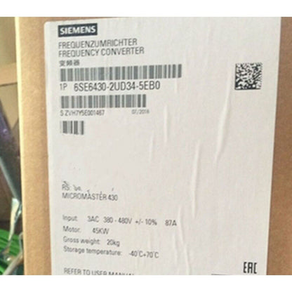 Siemens MICROMASTER 430 frequency converter, model 6SE6430-2UD34-5EB0, industrial automation part, 45KW.