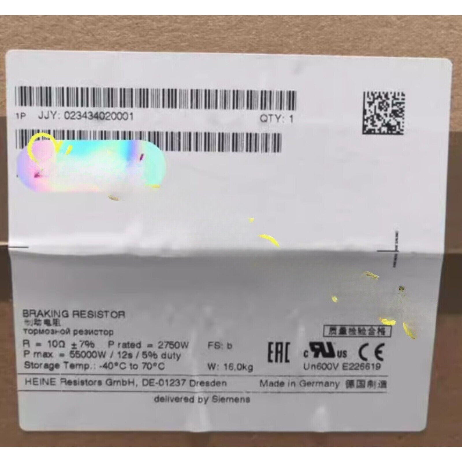 Siemens JJY:023434020001 Braking Resistor Industrial Automation Part