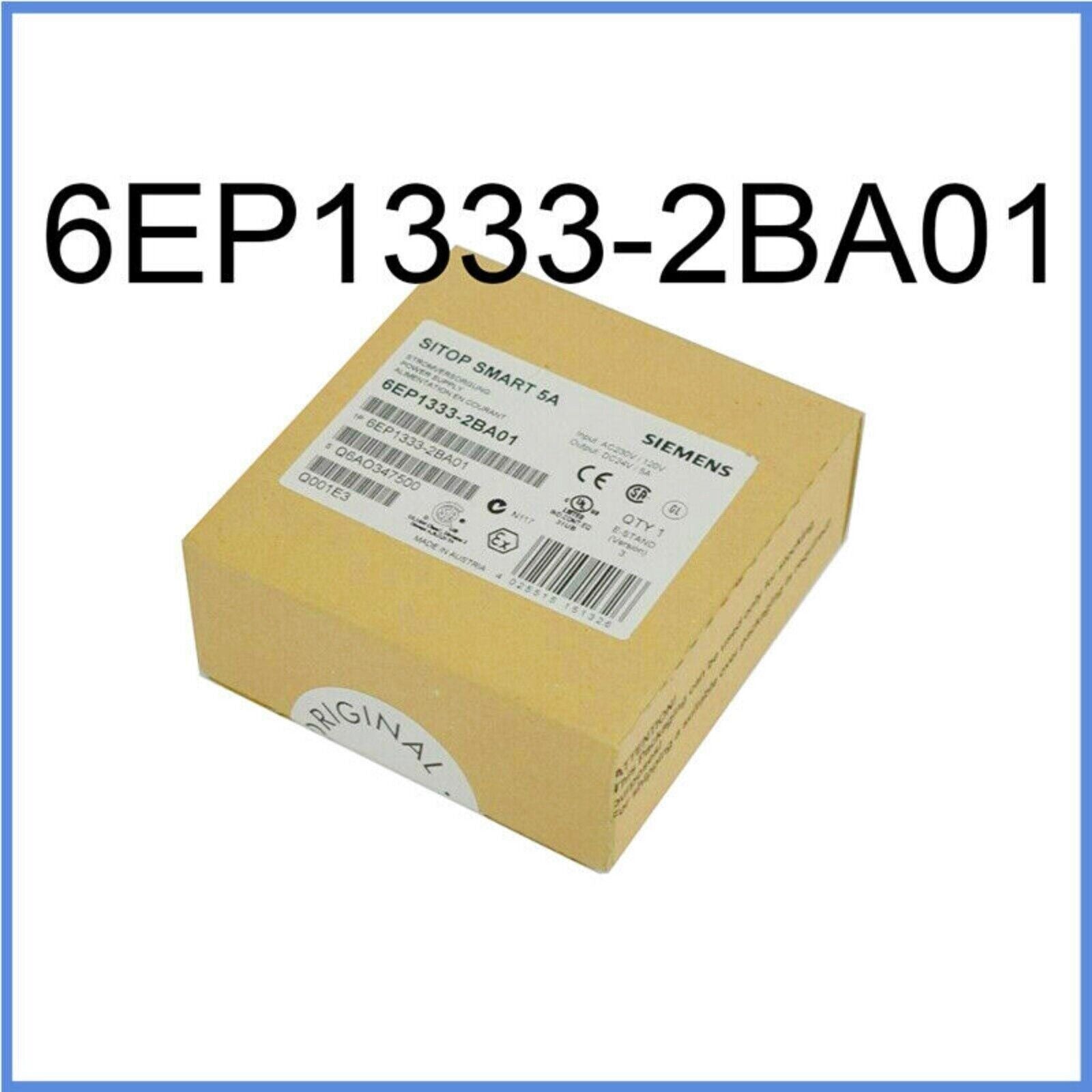 Siemens SITOP Smart 5A power supply 6EP1333-2BA01, industrial automation component, original box, Made in Austria.