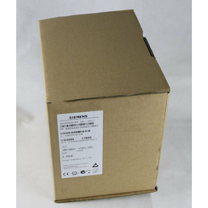 Siemens MICROMASTER 420 VFD in packaging, 6SE6420-2UD22-2BA1 model for industrial motor control, 2.2kW.