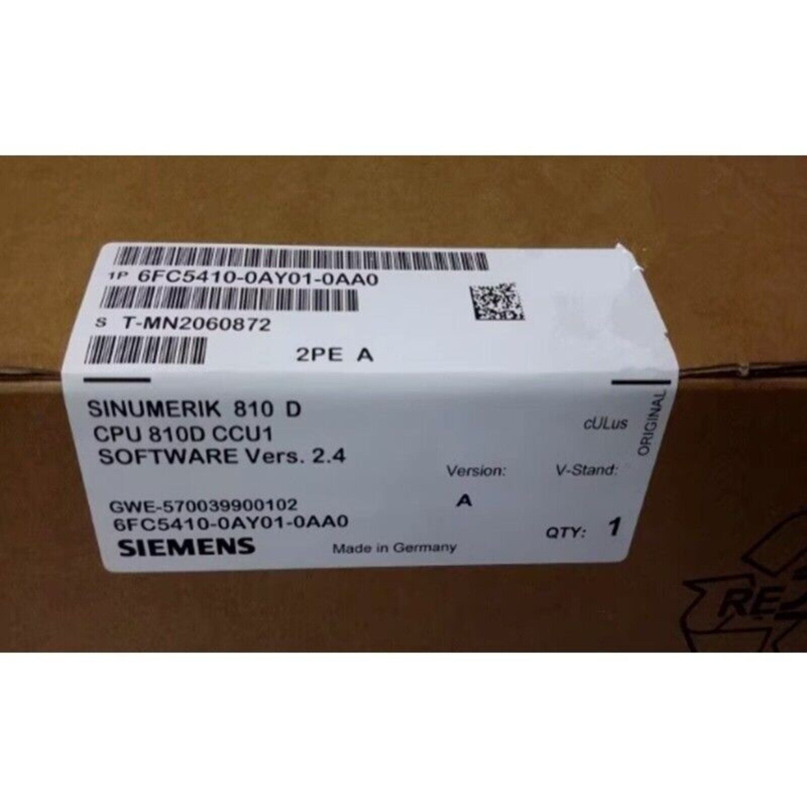 Siemens SINUMERIK 810 D CCU1 module box. Industrial automation part with product code 6FC5410-0AY01-0AA0.