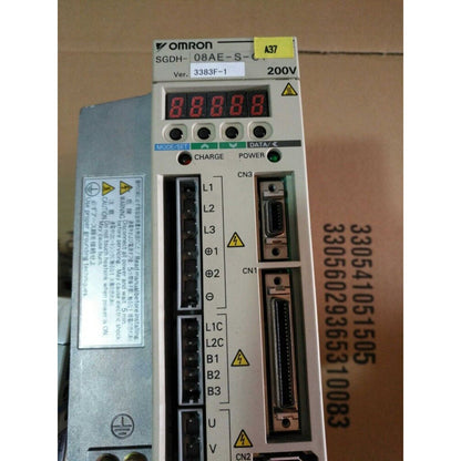 Omron SGDH-08AE-S-C servo drive, industrial automation component with LED display and connectors, 200V.