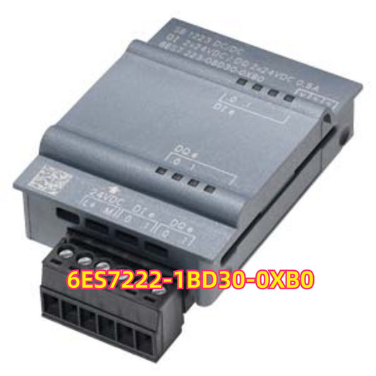 Siemens SIMATIC S7-200 Digital Output Module 6ES7222-1BD30-0XB0, compact grey design with black terminal block.