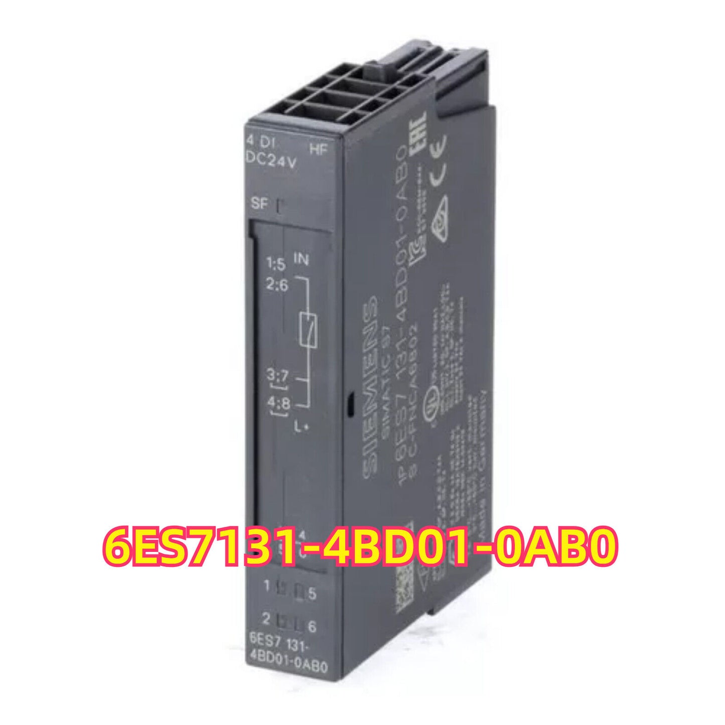 SIMATIC ET 200S Digital Input Module 6ES7131-4BD01-0AB0, 8 digital inputs, 24V DC, black housing.