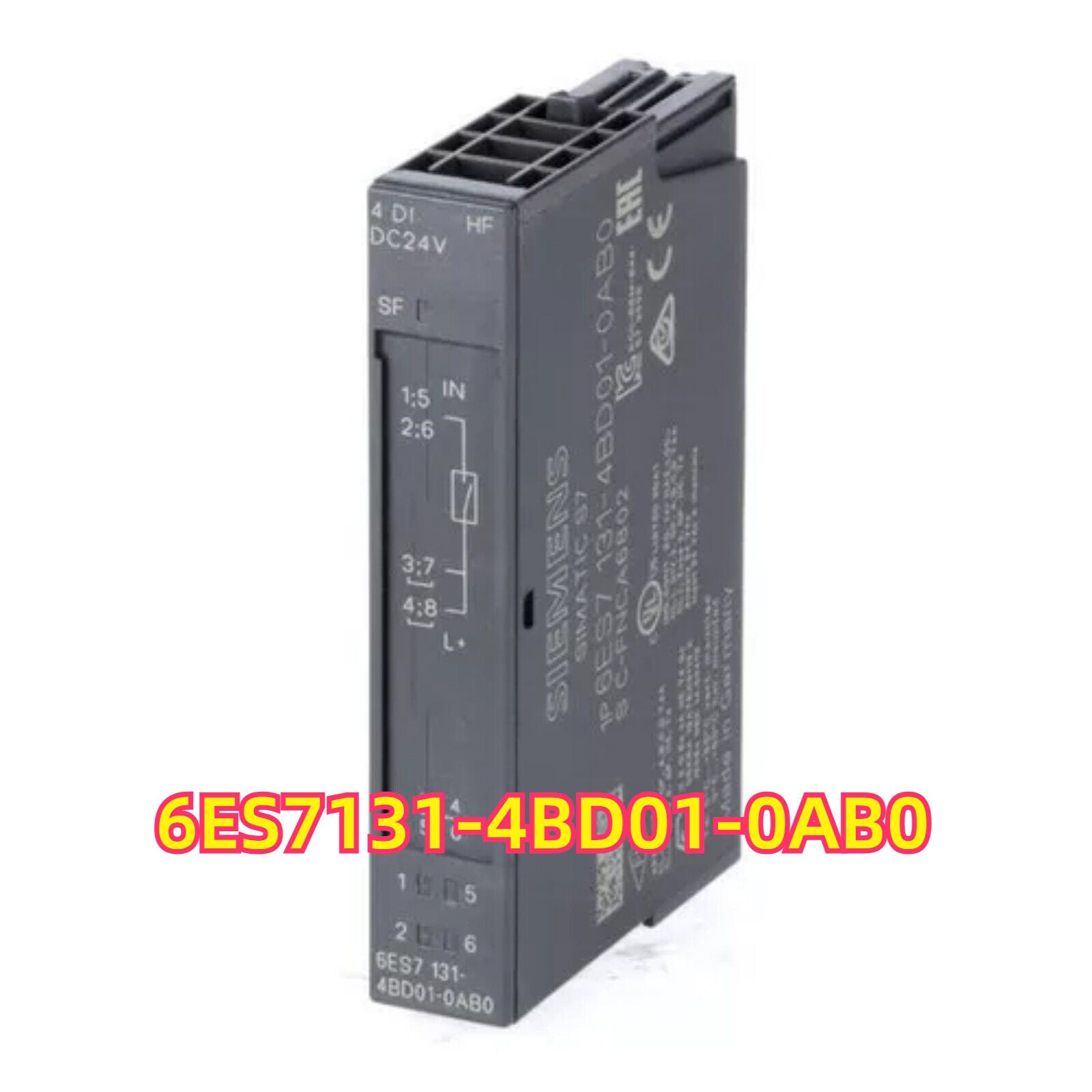 SIMATIC ET 200S Digital Input Module 6ES7131-4BD01-0AB0, 8 digital inputs, 24V DC, black housing.