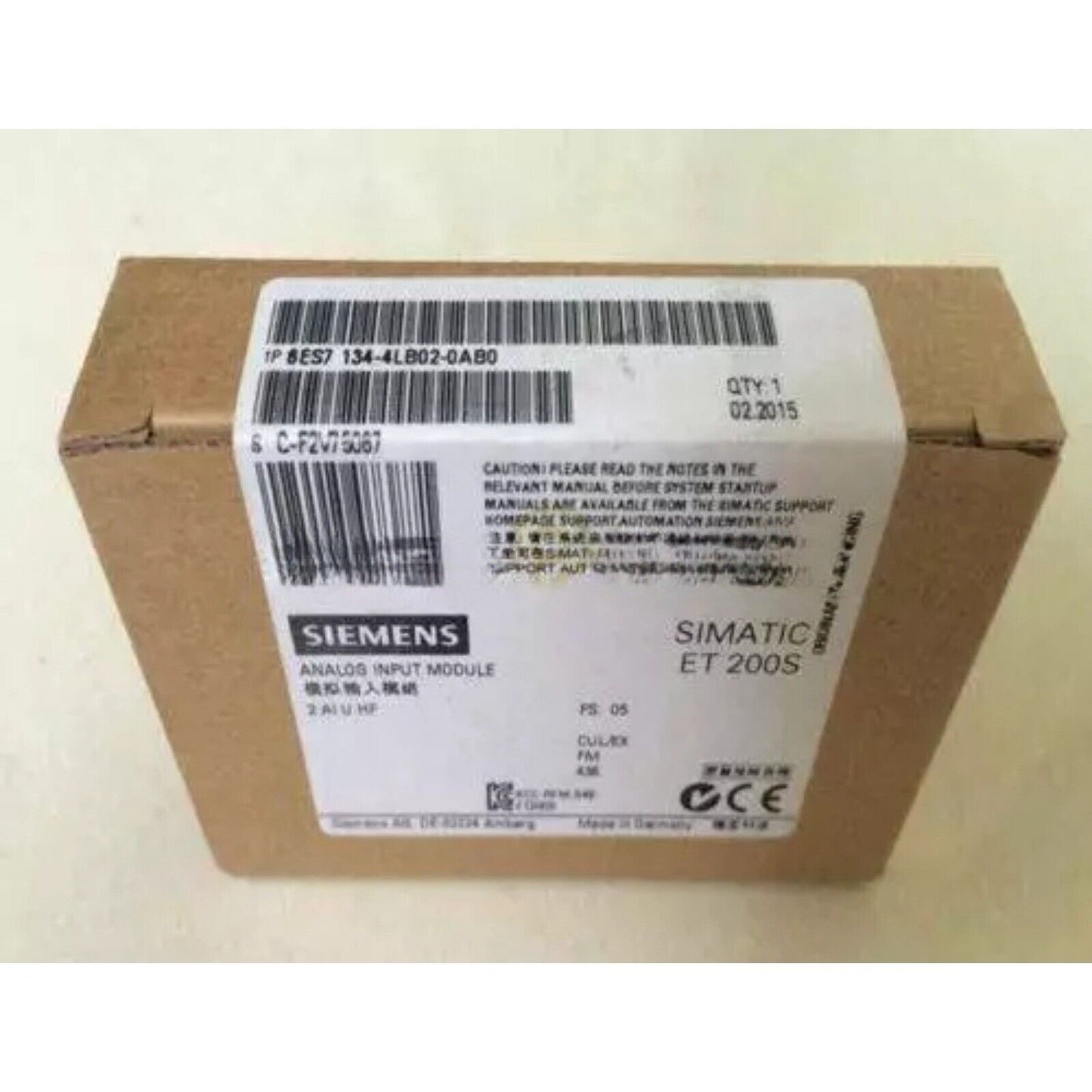 SIMATIC ET 200SP Analog Input Module 6ES7134-4LB02-0AB0 in its original packaging, by Siemens