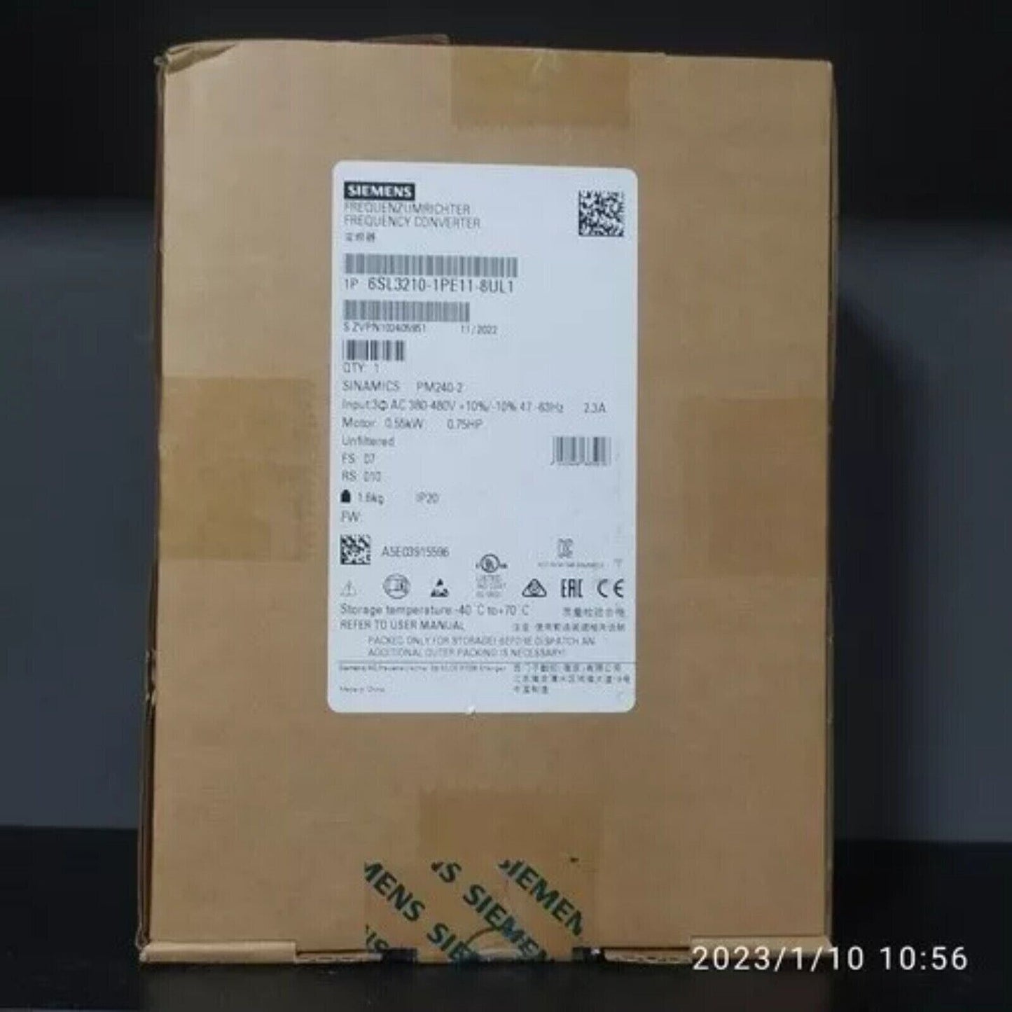Siemens SINAMICS PM240-2 Frequency Converter in packaging, industrial automation part, 6SL3210-1PE11-8UL1