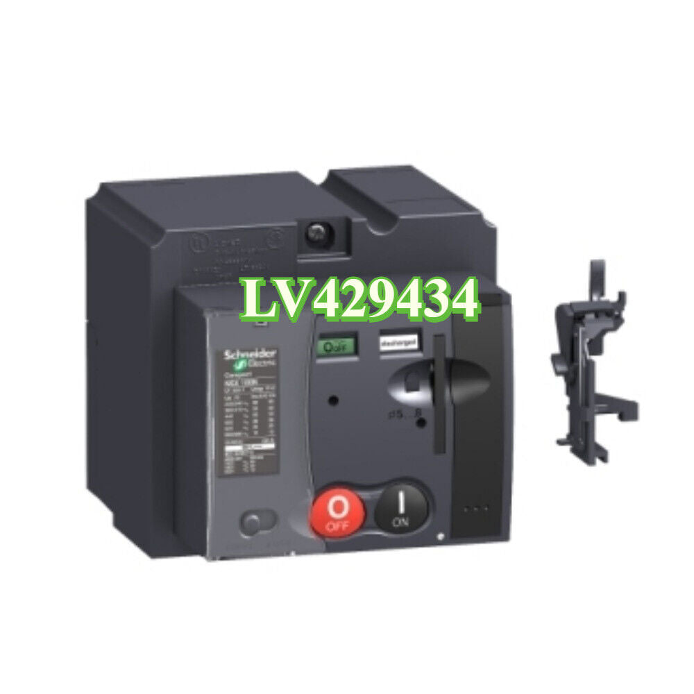 Schneider Electric LV429434 circuit breaker, black and grey, with on/off buttons, for industrial automation.