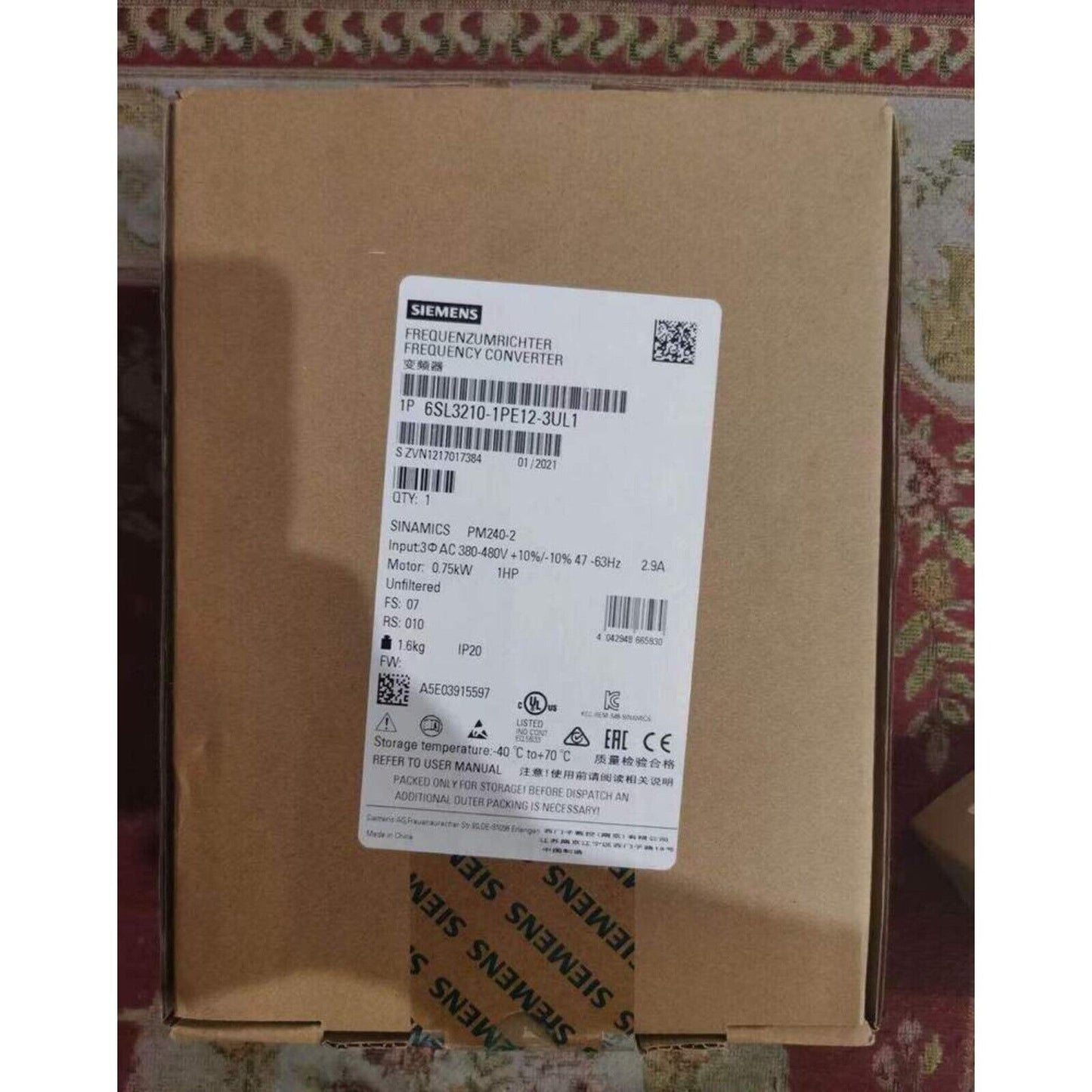 Siemens SINAMICS PM240-2 Frequency Converter 6SL3210-1PE12-3UL1, industrial automation part