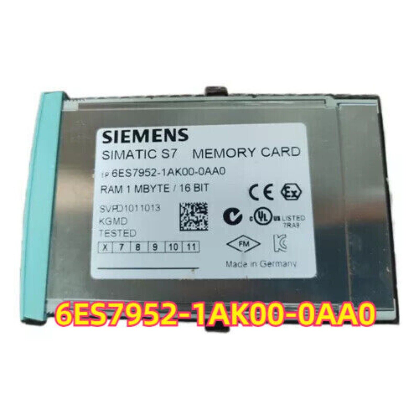 Siemens SIMATIC S7 Memory Card 6ES7952-1AK00-0AA0, RAM 1MB, industrial automation part, Made in Germany