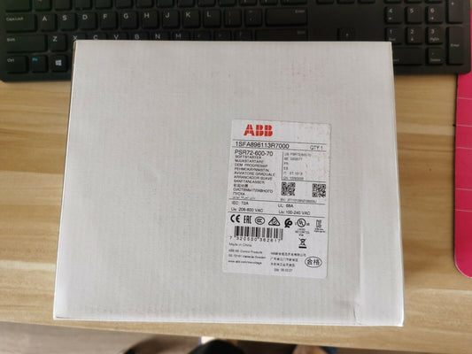 ABB PSR72-600-70 Soft Starter in Box. Industrial automation component for PLC systems, new.