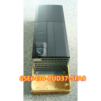 Siemens MICROMASTER 430 DRIVE, model 6SE6430-2UD37-5FA0, industrial automation part in a wooden crate