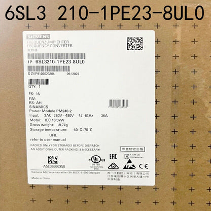 Siemens SINAMICS G120 Power Module 6SL3210-1PE23-8UL0, 18.5kW, 36A, 3AC 380-480V input.