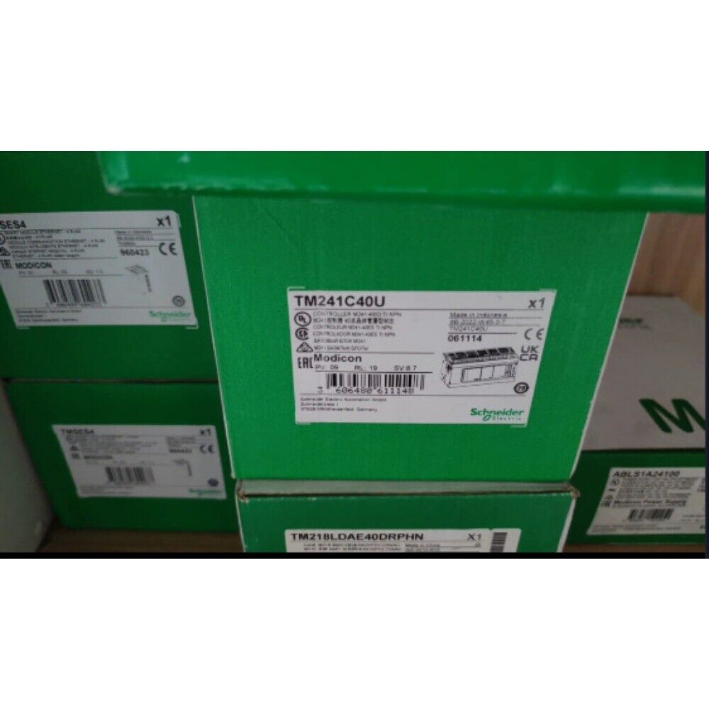 Schneider TM241C40U PLC controller box, new in box. Featured on the product page.