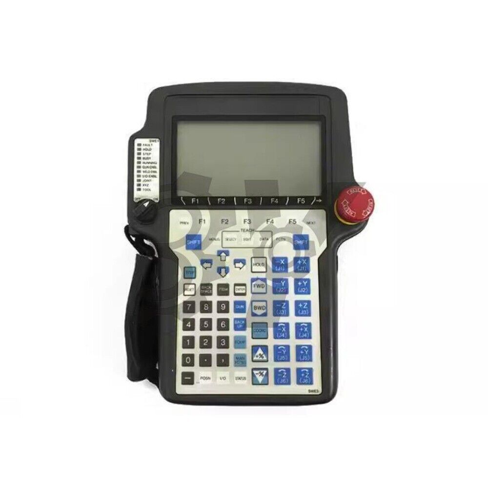 FANUC A05B-2301-C370 Teach Pendant. Black controller with screen and emergency stop for industrial automation.