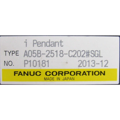 FANUC A05B-2518-C202#SGL Teach Pendant label, i Pendant, Made in Japan.