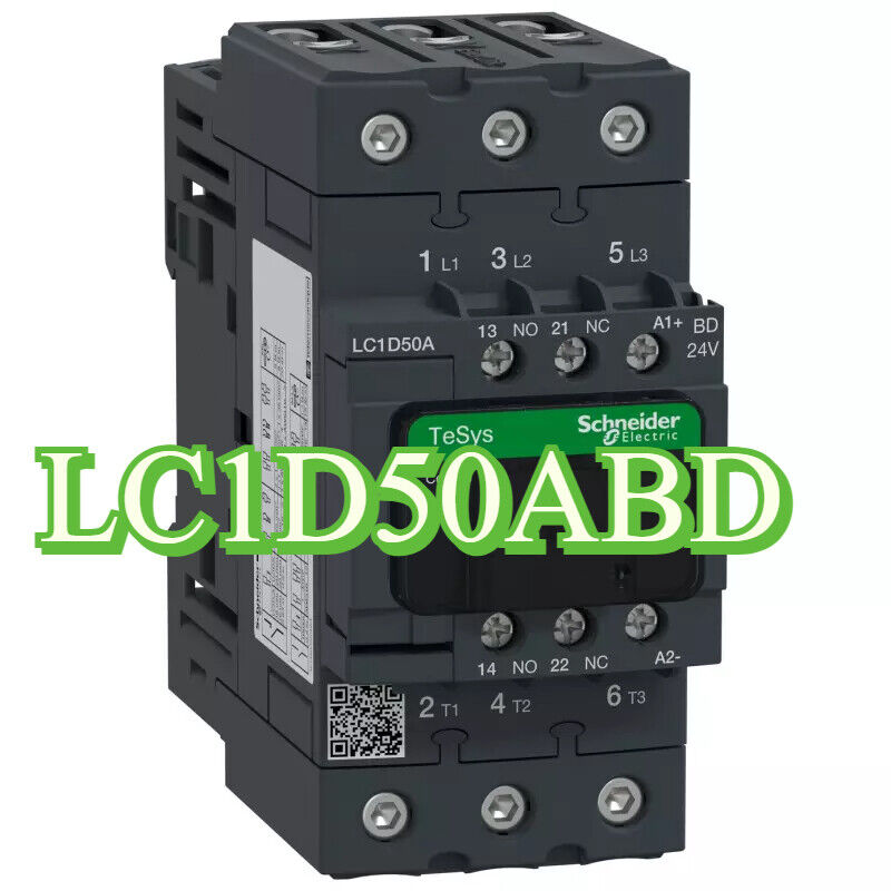 Schneider Electric LC1D50ABD Contactor, 3-pole 50A, 24V DC, TeSys D series. Industrial automation part.