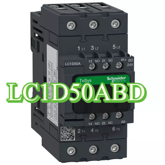 Schneider Electric LC1D50ABD Contactor, 3-pole 50A, 24V DC, TeSys D series. Industrial automation part.