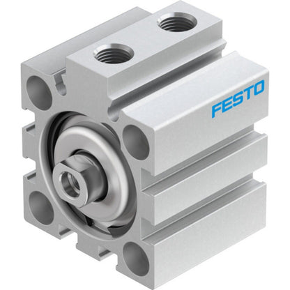 Festo ADVC-32-10-I-P short stroke cylinder, silver pneumatic component for industrial automation.