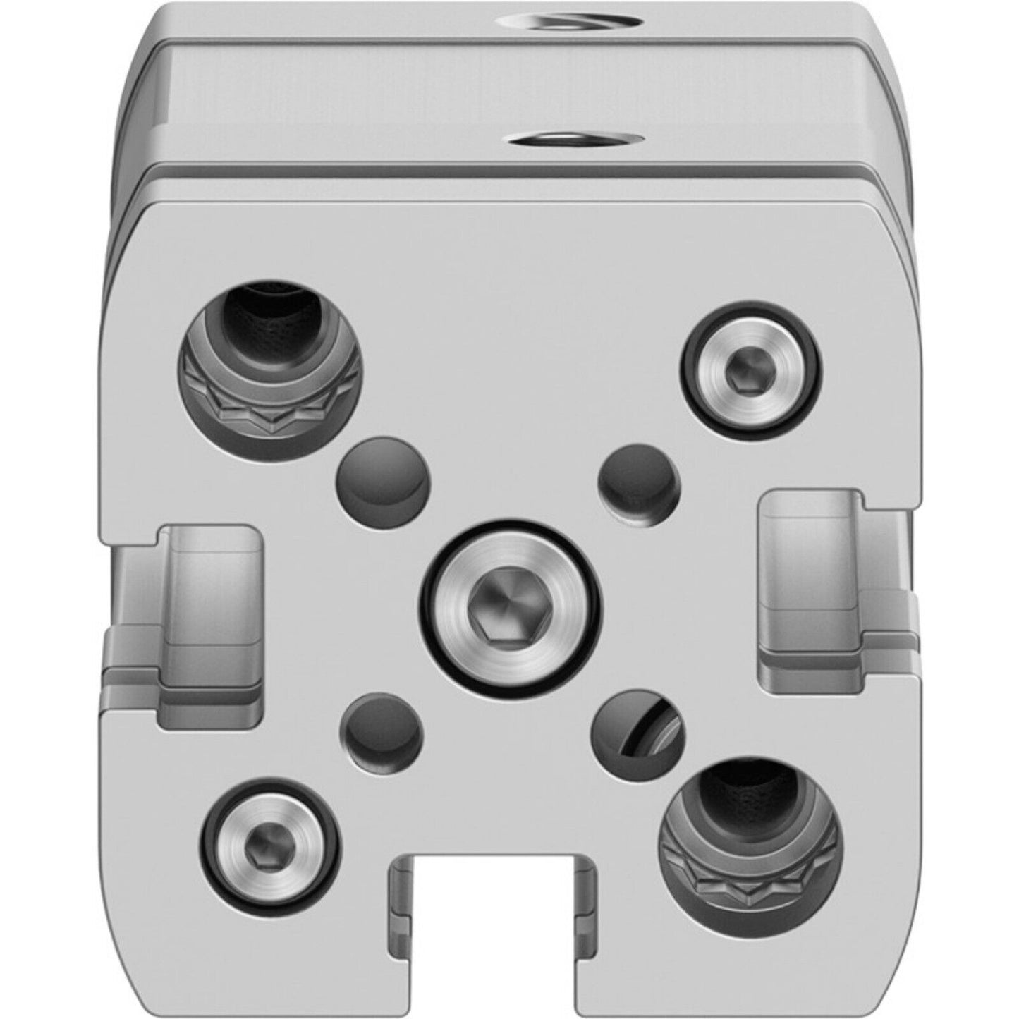 Festo ADNGF-12-10-P-A compact cylinder, silver metal pneumatic component for industrial automation.