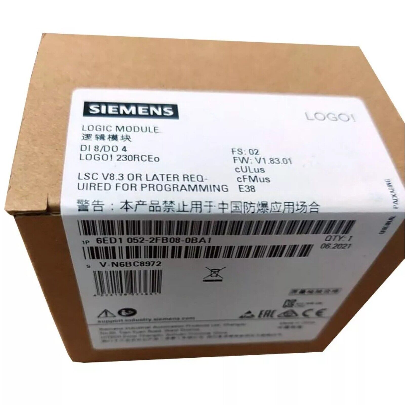 Siemens LOGO! 230RCEo logic module in box, model 6ED1052-2FB08-0BA1, Industrial Automation.