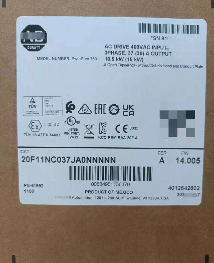 20F11NC037JA0NNNNN Allen Bradley New Inverter 20F11NC037JA0NNNNN 1pcs new in box