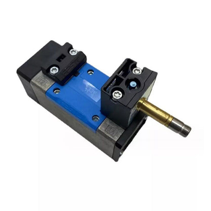 Festo MFH-5/2-D-1-FR-C air solenoid valve. Black, blue, and metal components.