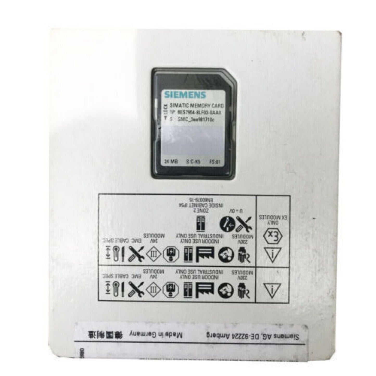 Siemens SIMATIC 8MB Memory Card 6ES7954-8LF03-0AA0 for S7-300/400/1200/1500 PLC controllers. Program storage.