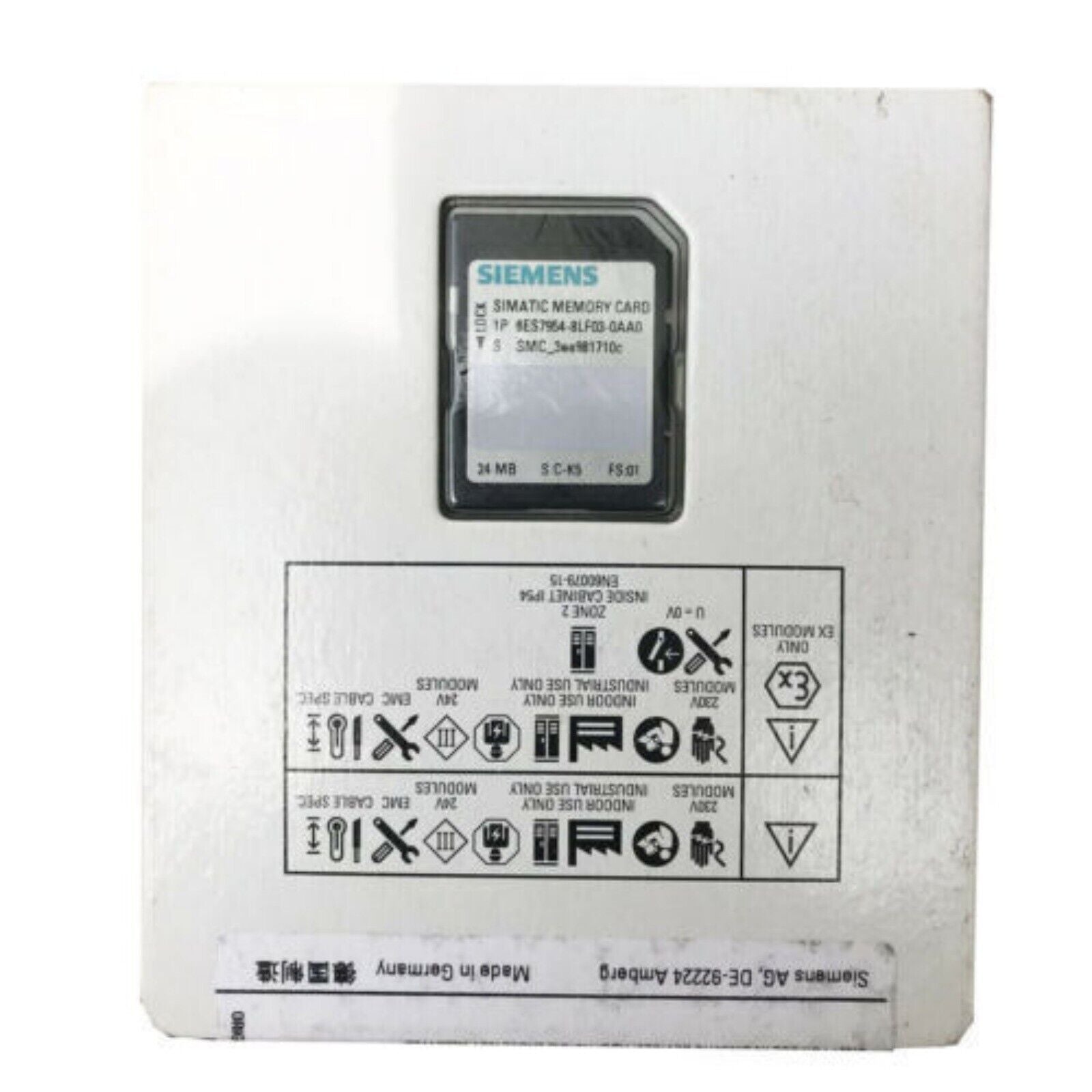 Siemens SIMATIC 8MB Memory Card 6ES7954-8LF03-0AA0 for S7-300/400/1200/1500 PLC controllers. Program storage.