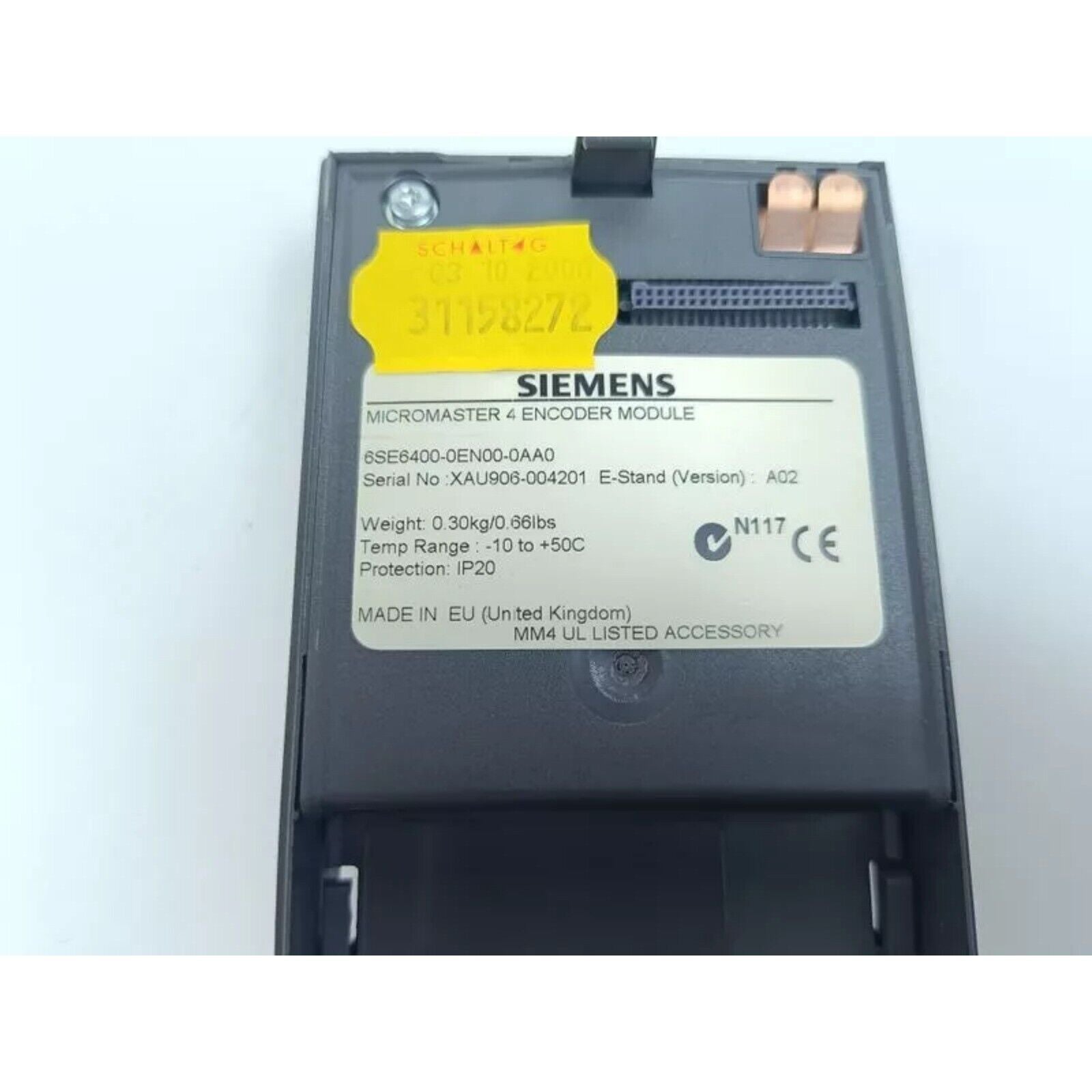 Siemens 6SE6400-0EN00-0AA0 encoder module, industrial automation part, black and gray