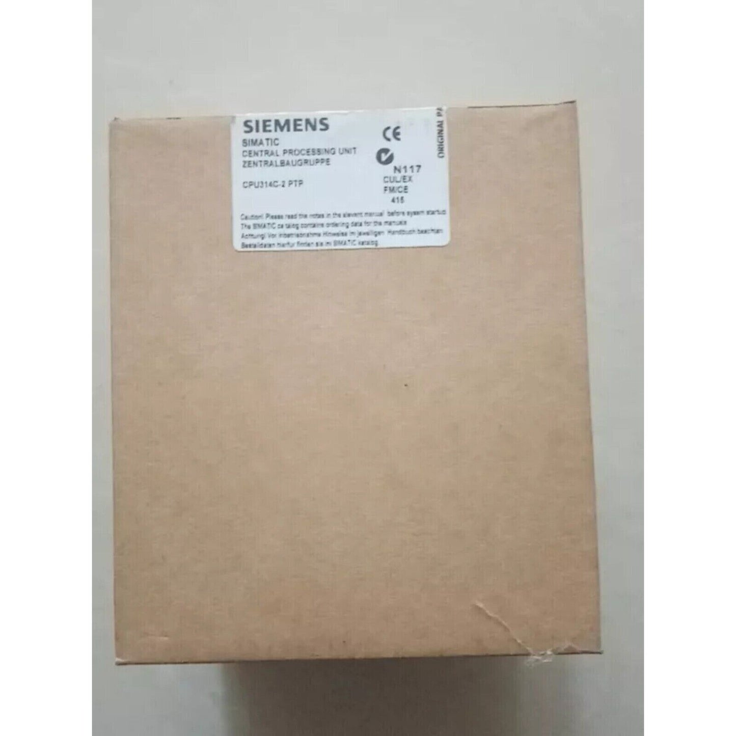 Siemens SIMATIC S7-300 CPU 314C-2 PTP PLC module box, industrial automation part. Model 6ES7 314-6BF01-0AB0