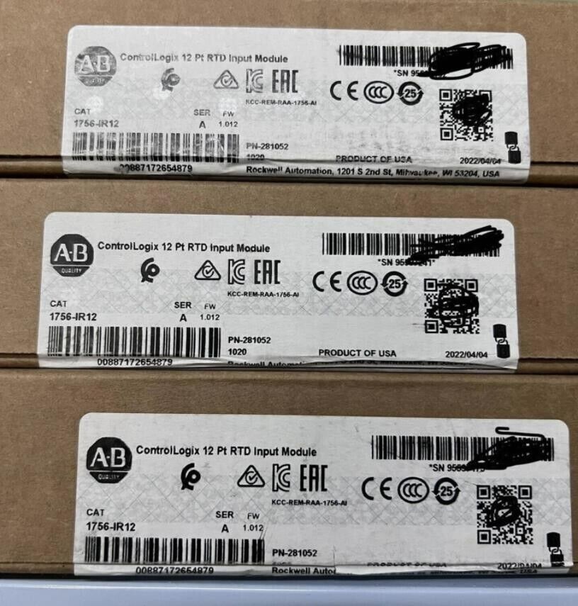 Allen-Bradley 1756-IR12 ControlLogix RTD Input Module Boxes, Product of USA, Industrial Automation.