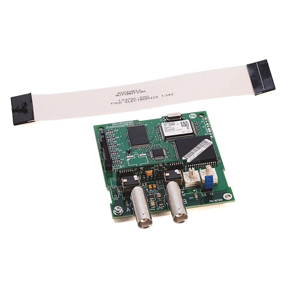 Allen-Bradley PowerFlex Ethernet/IP Comm Adapter, PLC module, electronic components for industrial automation.