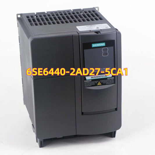 Siemens SINAMICS G120 6SE6440-2AD27-5CA1 industrial drive, black housing with MICROMASTER 440 label.